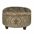 HomePop Round Traditional Fabric Paisley Pattern Large Storage Ottoman in Brown