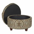 HomePop Round Traditional Fabric Paisley Pattern Large Storage Ottoman in Brown