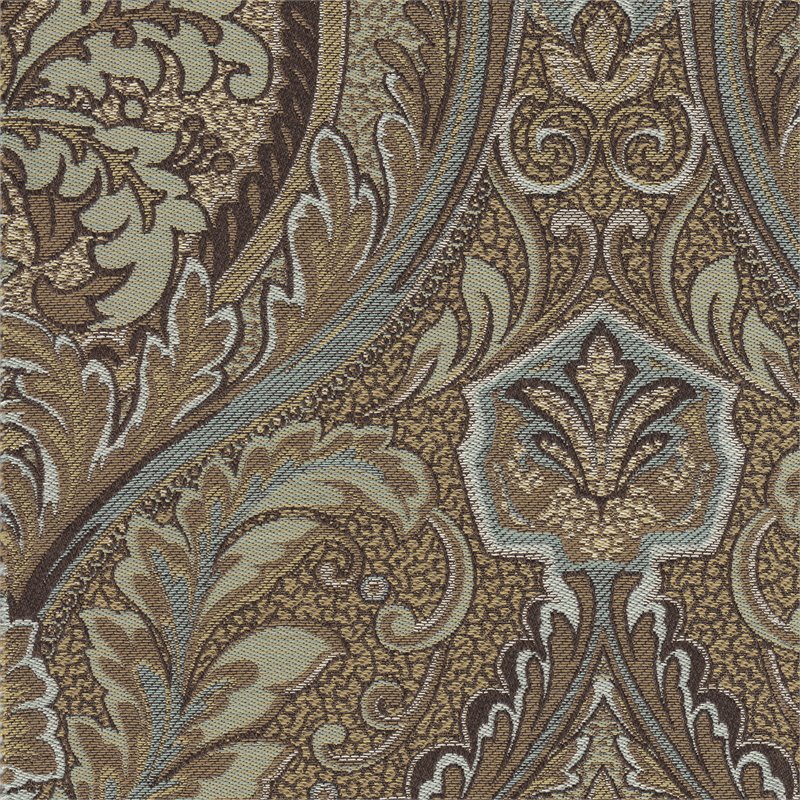 HomePop Round Traditional Fabric Paisley Pattern Large Storage Ottoman in Brown