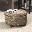 HomePop Round Traditional Fabric Paisley Pattern Large Storage Ottoman in Brown