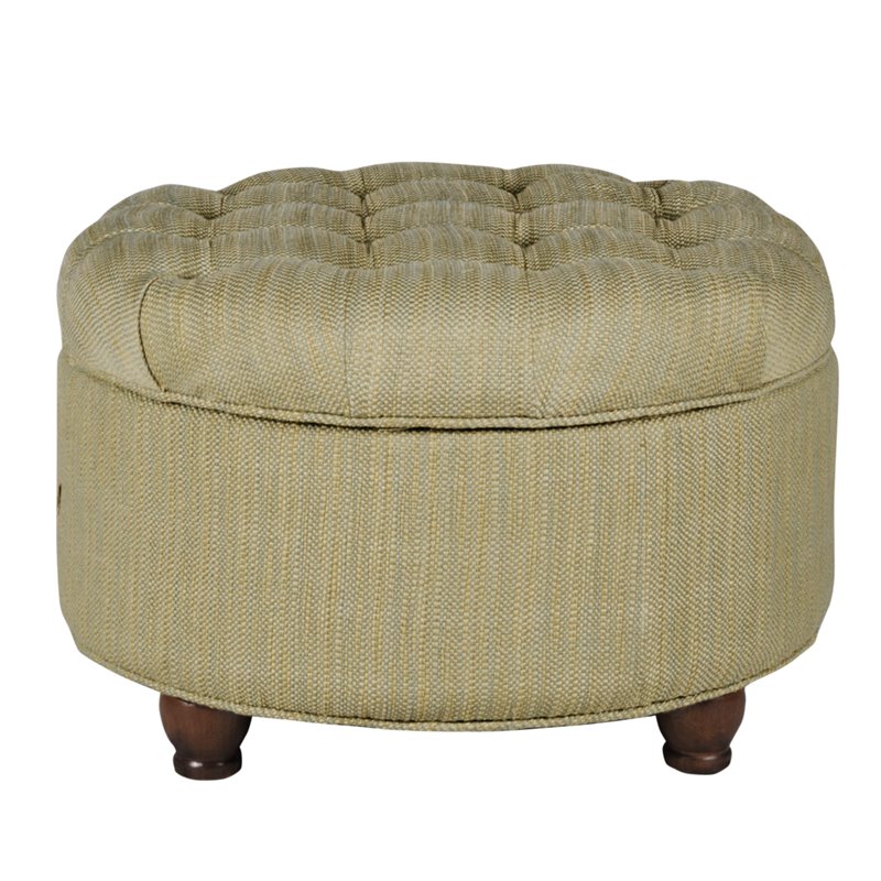 HomePop Traditional Fabric Tweed Tufted Storage Ottoman in Cream