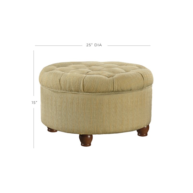 HomePop Traditional Fabric Tweed Tufted Storage Ottoman in Cream