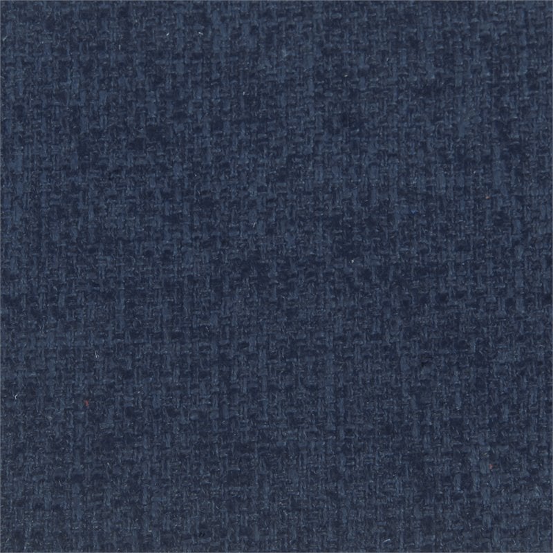 HomePop Round Traditional Wood and Fabric Large Storage Ottoman in Navy Blue