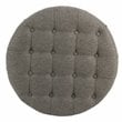 HomePop Round Traditional Wood and Fabric Large Storage Ottoman in Gray
