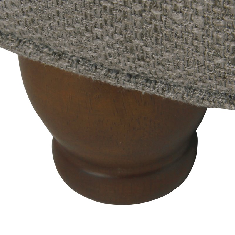 HomePop Round Traditional Wood and Fabric Large Storage Ottoman in Gray