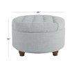 HomePop Round Traditional Wood and Fabric Large Storage Ottoman in Blue