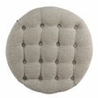 HomePop Round Traditional Wood and Fabric Large Storage Ottoman in Brown