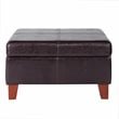 HomePop Transitional Faux Leather Storage Ottoman in Brown Finish