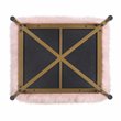 HomePop Square Modern Wood and Faux Fur Ottoman in Pink and Gold