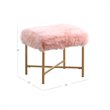HomePop Square Modern Wood and Faux Fur Ottoman in Pink and Gold