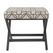 HomePop Modern Metal and Fabric Ottoman with Cushioned Top in Gray Lattice