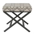 HomePop Modern Metal and Fabric Ottoman with Cushioned Top in Gray Lattice