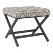HomePop Modern Metal and Fabric Ottoman with Cushioned Top in Gray Lattice