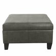 HomePop Transitional Faux Leather Storage Ottoman in Gray Finish