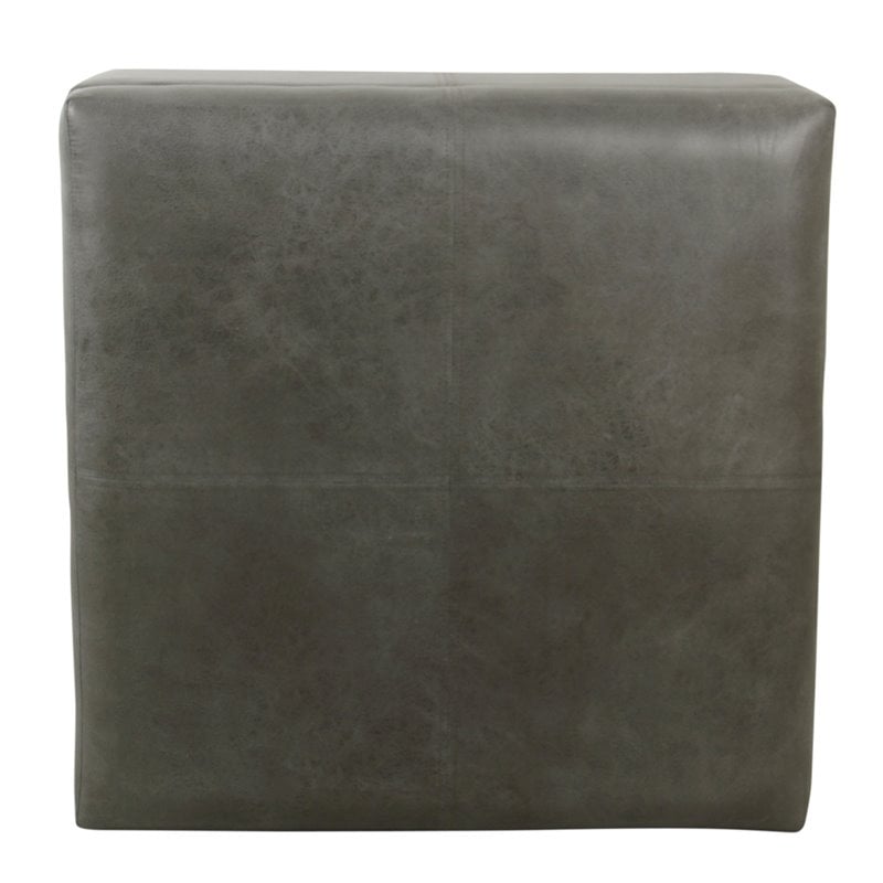 HomePop Transitional Faux Leather Storage Ottoman in Gray Finish
