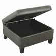 HomePop Transitional Faux Leather Storage Ottoman in Gray Finish