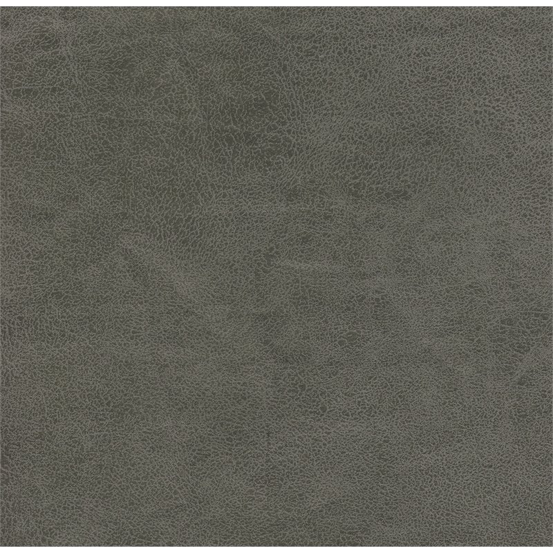 HomePop Transitional Faux Leather Storage Ottoman in Gray Finish