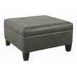 HomePop Transitional Faux Leather Storage Ottoman in Gray Finish