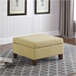 HomePop Luxury Transitional Fabric Storage Ottoman in Tan Finish