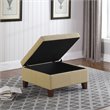 HomePop Luxury Transitional Fabric Storage Ottoman in Tan Finish