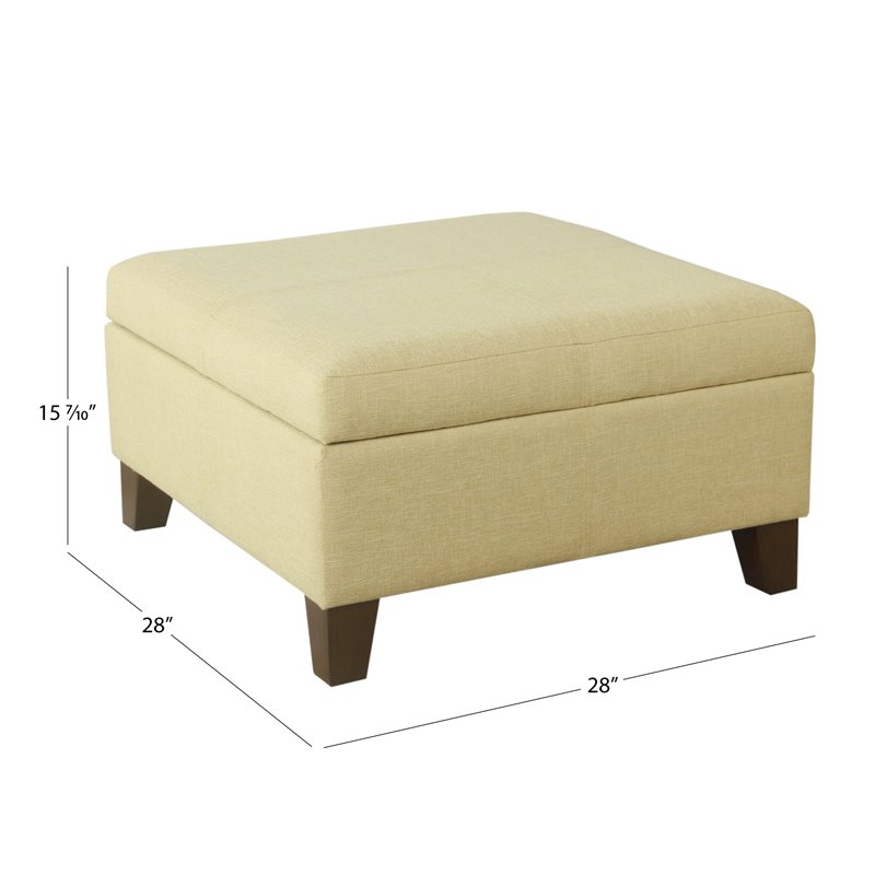 HomePop Luxury Transitional Fabric Storage Ottoman in Tan Finish