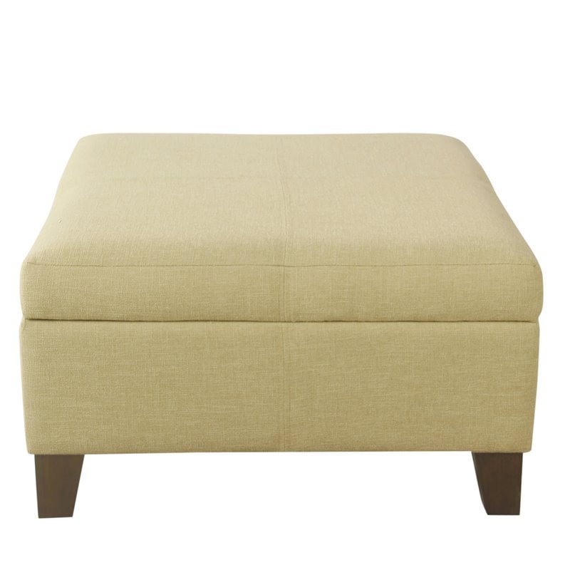 HomePop Luxury Transitional Fabric Storage Ottoman in Tan Finish