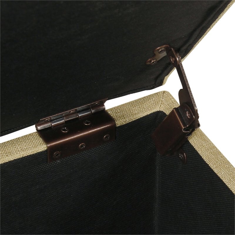 HomePop Luxury Transitional Fabric Storage Ottoman in Tan Finish