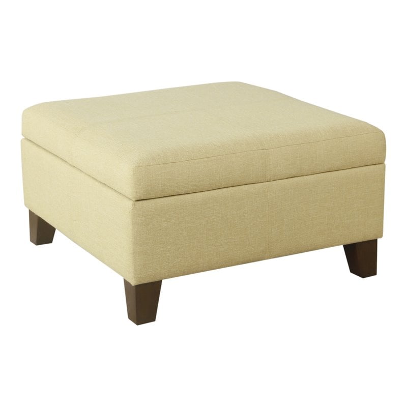 HomePop Luxury Transitional Fabric Storage Ottoman in Tan Finish