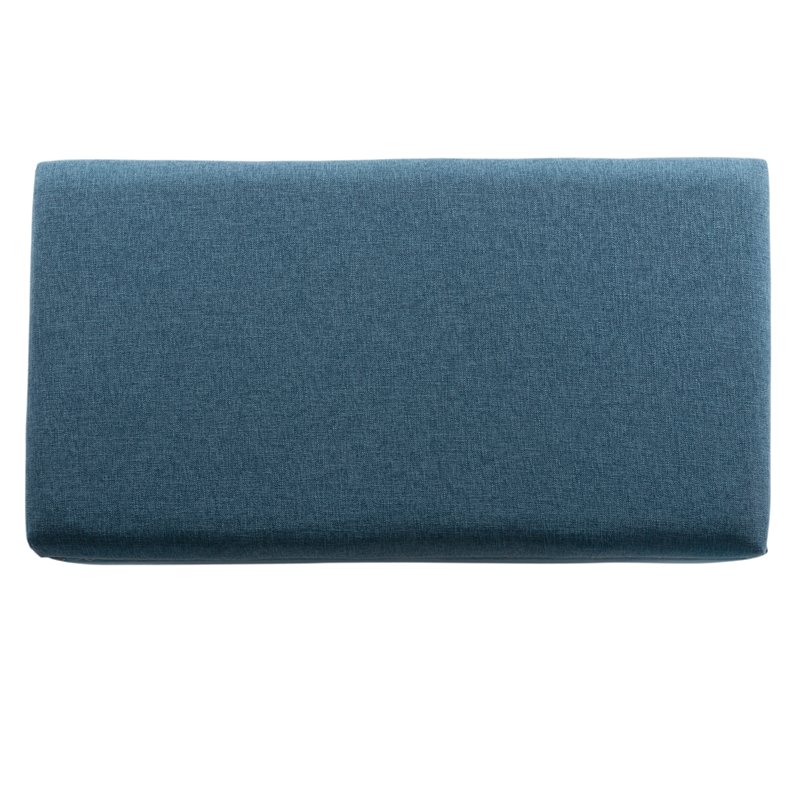 HomePop Rectangle Traditional Fabric Storage Bench with Nailhead Trim in Blue