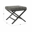 HomePop Modern Metal and Fabric Ottoman with Cushioned Top in Onyx