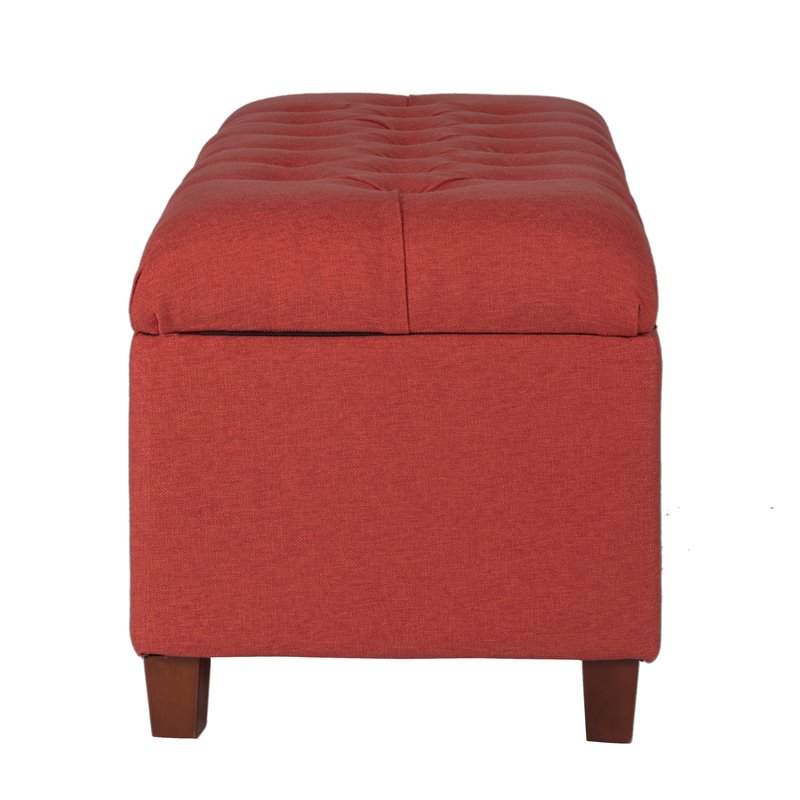 HomePop Ainsley Traditional Fabric Button Tufted Storage Bench in Cranberry Red