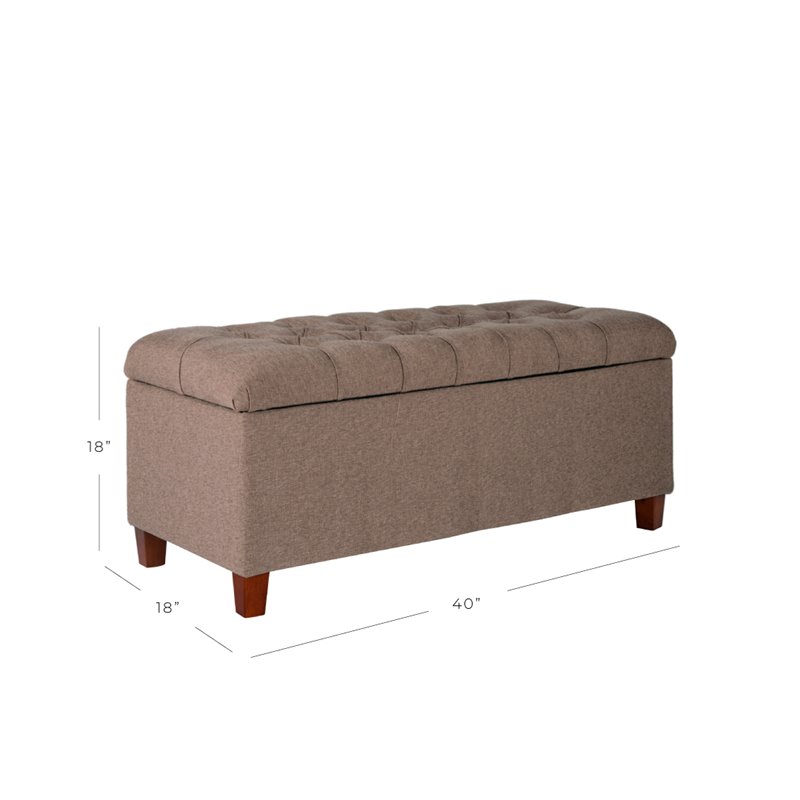 HomePop Ainsley Traditional Fabric Tufted Storage Bench in Textured Brown