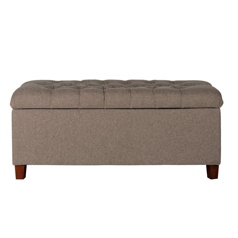 HomePop Ainsley Traditional Fabric Tufted Storage Bench in Textured Brown