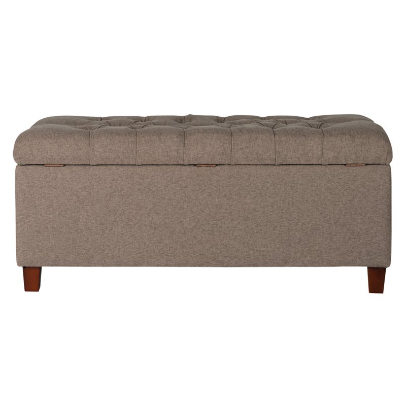 HomePop Ainsley Traditional Fabric Tufted Storage Bench in Textured Brown