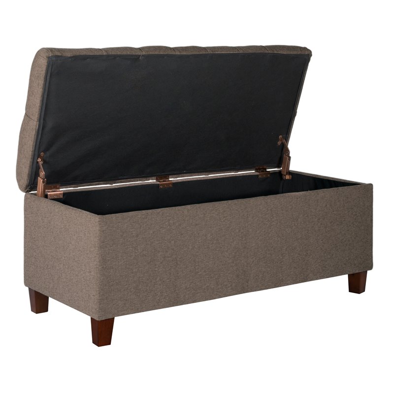 HomePop Ainsley Traditional Fabric Tufted Storage Bench in Textured Brown