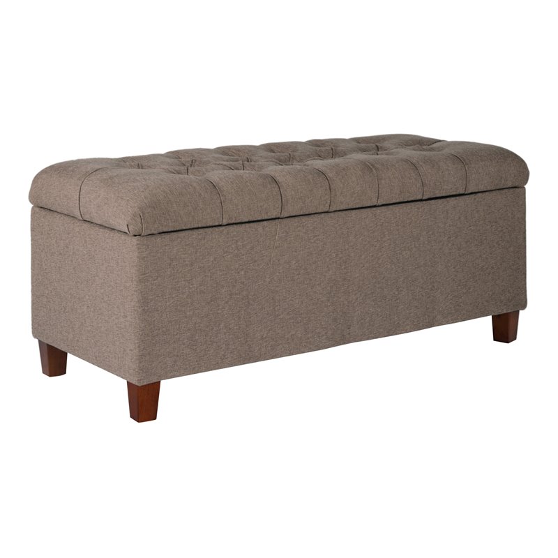 HomePop Ainsley Traditional Fabric Tufted Storage Bench in Textured Brown