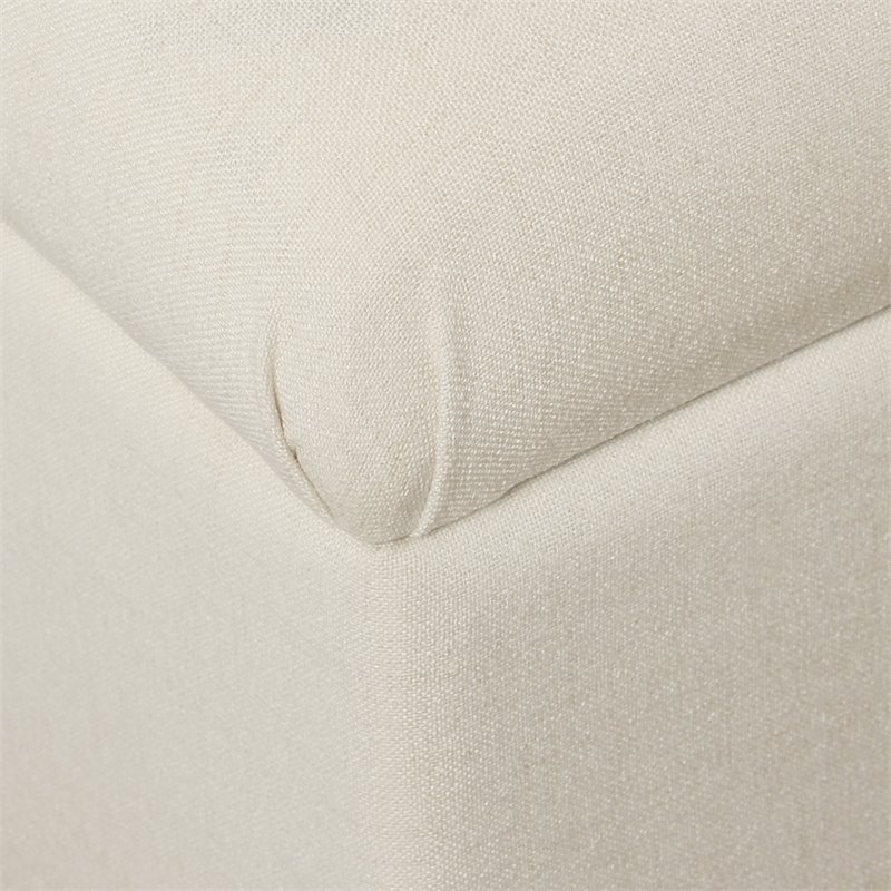 HomePop Ainsley Traditional Fabric Button Tufted Storage Bench in Cream