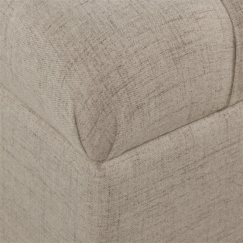 HomePop Ainsley Traditional Fabric Button Tufted Storage Bench in Tan