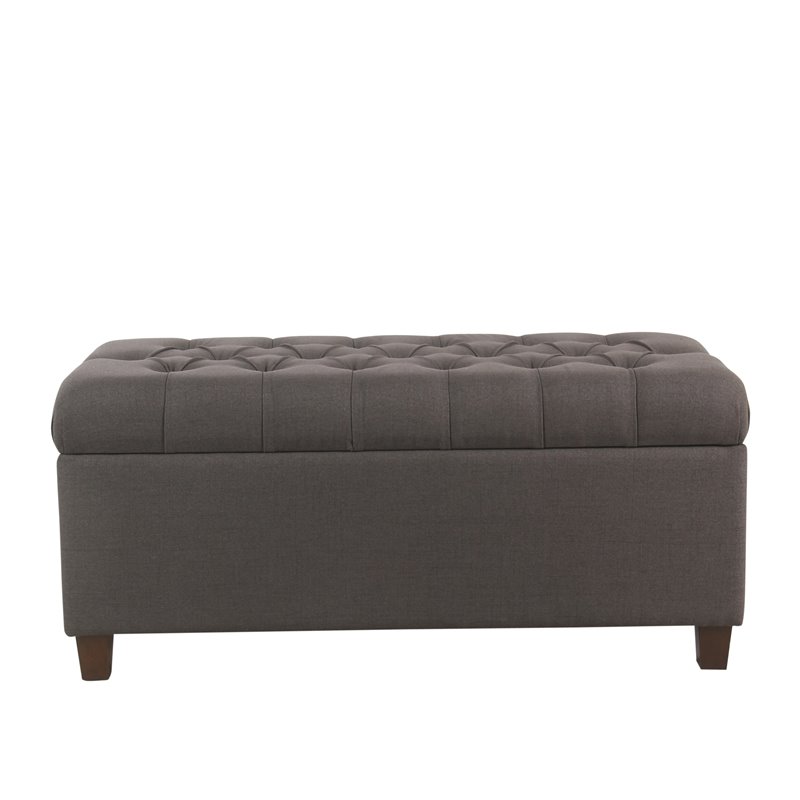 HomePop Ainsley Traditional Fabric Button Tufted Storage Bench in Gray