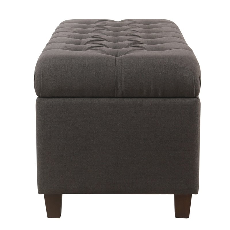 HomePop Ainsley Traditional Fabric Button Tufted Storage Bench in Gray