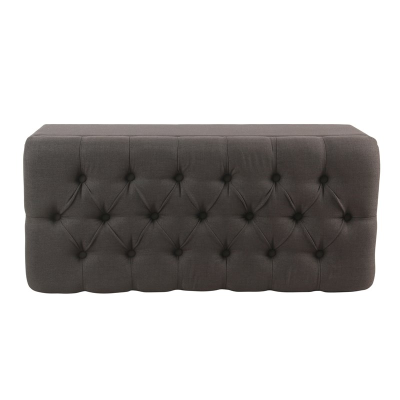 HomePop Ainsley Traditional Fabric Button Tufted Storage Bench in Gray
