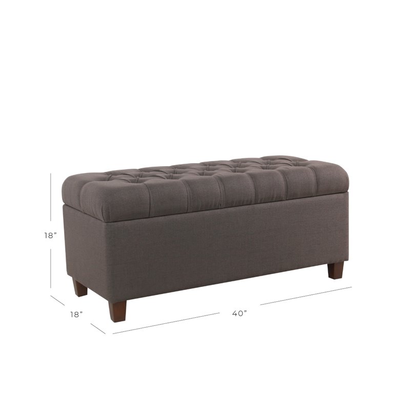 HomePop Ainsley Traditional Fabric Button Tufted Storage Bench in Gray