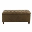 HomePop Ainsley Traditional Faux Leather Button Tufted Storage Bench in Brown