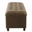 HomePop Ainsley Traditional Faux Leather Button Tufted Storage Bench in Brown