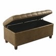 HomePop Ainsley Traditional Faux Leather Button Tufted Storage Bench in Brown