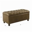 HomePop Ainsley Traditional Faux Leather Button Tufted Storage Bench in Brown