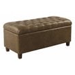 HomePop Ainsley Traditional Faux Leather Button Tufted Storage Bench in Brown