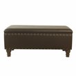 HomePop Traditional Faux Leather Large Storage Bench w/ Nailhead Trim in Brown
