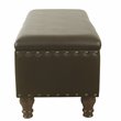 HomePop Traditional Faux Leather Large Storage Bench w/ Nailhead Trim in Brown