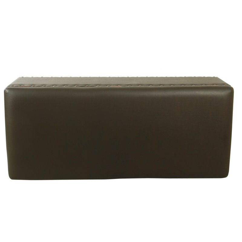 HomePop Traditional Faux Leather Large Storage Bench w/ Nailhead Trim in Brown